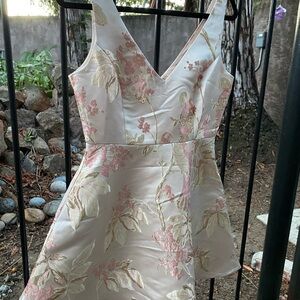 Lulu's Pink and Gold Embroidered Dress